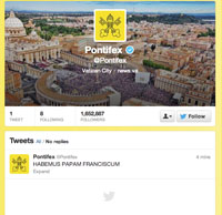 Pope Francis first Tweet.