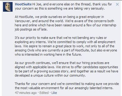 HootSuite labor response.