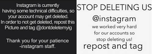 Instagram deleting accounts rumor