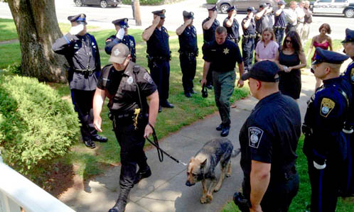 Police dog, Kaiser, salute send off