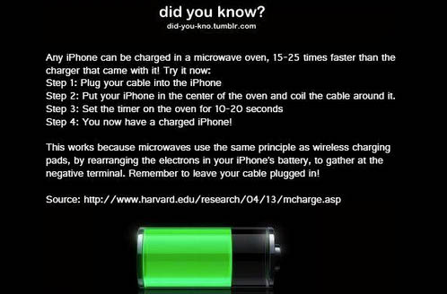 iPhone microwave charge hoax