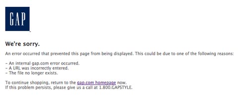Gap website down